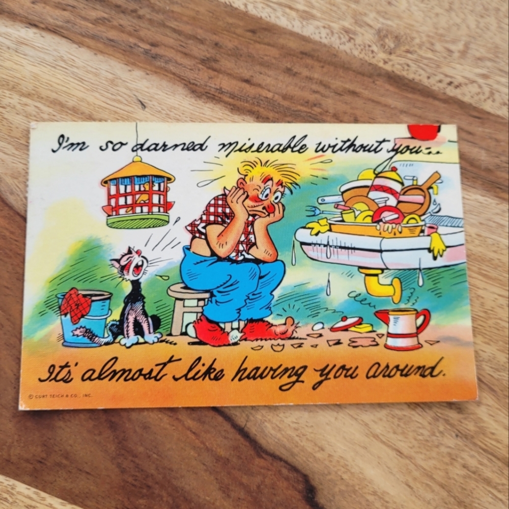 Vintage missing you postcard